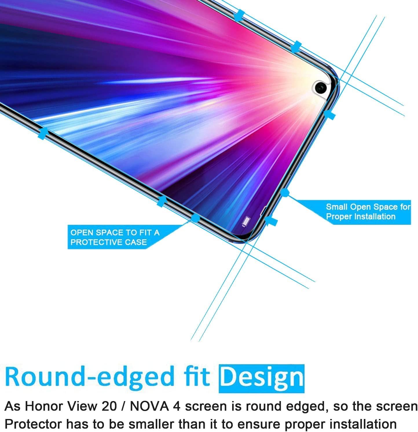 NEW'C 2 Pezzi, Vetro Temperato per Honor View 20, Huawei