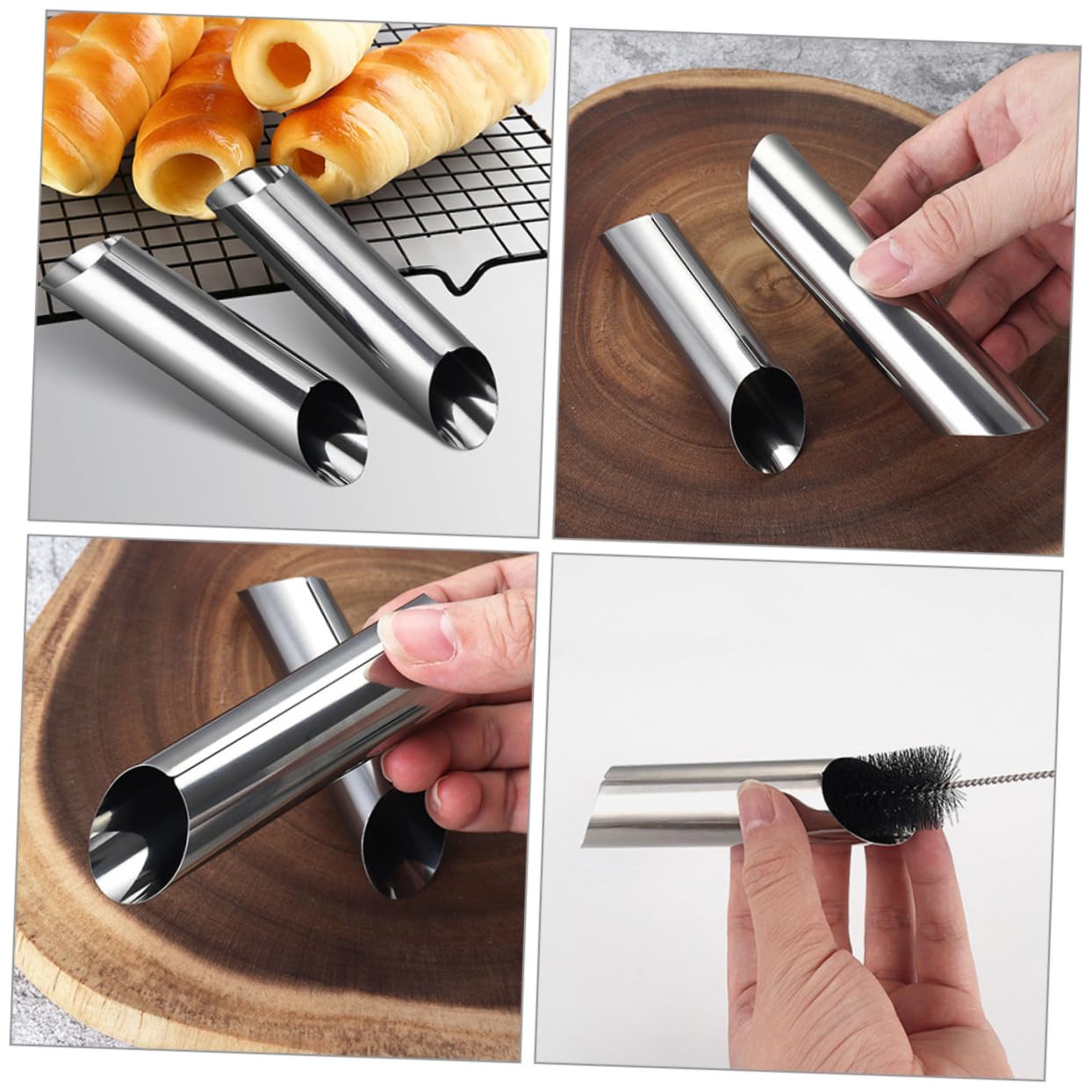 SHOWERORO Molde de Cuerno de Acero Inoxidable para Croissants 30 Piezas, Ligero y Fácil de Usar, Adecuado para Hornear Repostería en Casa