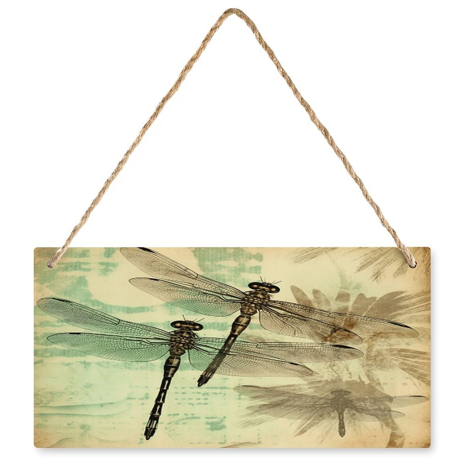 Fodpand Style Dragonfly Dragonflies Vintage Wall Art Wooden Hanging Sign Decor, Artwork For Wall Decoration, Funny Plaque For Bedroom Kitchen Living Room Home Decoration 9.8 X 4.9 Inch