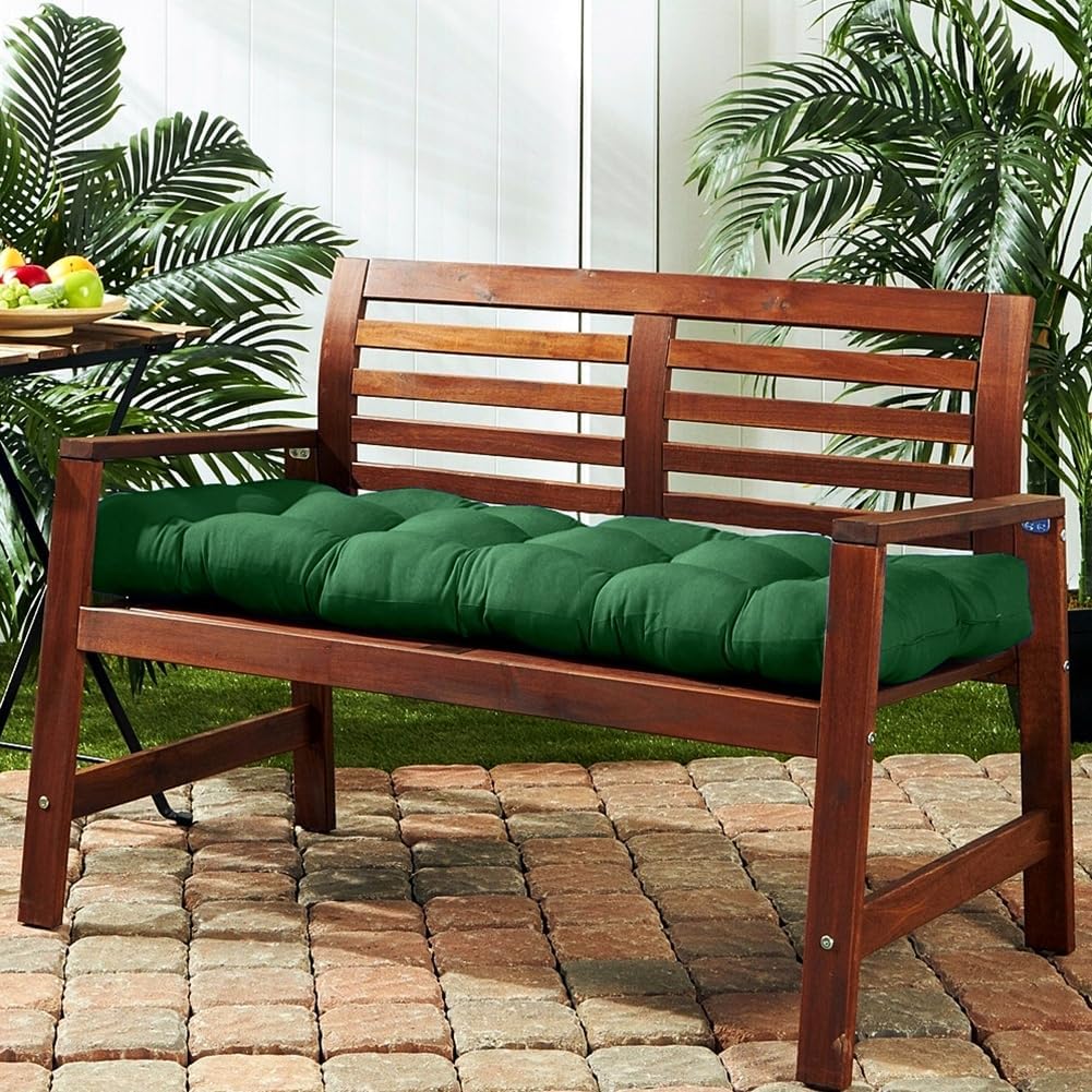 Srutirbo Waterproof Outdoor Bench Cushion, 51"x20", Swing Cushion Patio Furniture Cushions 3 Seater, for Garden Patio Furniture Lounger Bench (Dark Green)