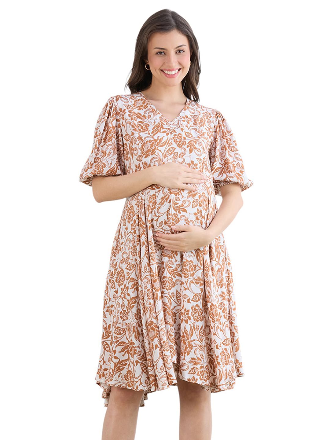 Women's Rayon Maternity Dresses | Pregnancy Feeding Nursing Dress with 14 inch Zip on Both Sides-image-12