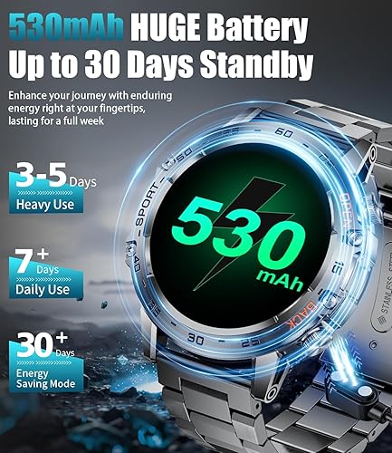 Miniatura 5 de Military Smart Watch for Men(AnswerDial Calls),1.45'' AMOLED100 Sports Modes, 5ATM Waterproof Fitness Watch with Heart RateSpO2Sleep Tracker for