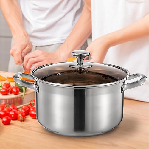 Miniatura 9 de Olla con tapa de vidrio, Olla de acero inoxidable de 3.17 cuartos de galón, Olla de inducción de sopa, Olla de inducción de ollas de cocina para