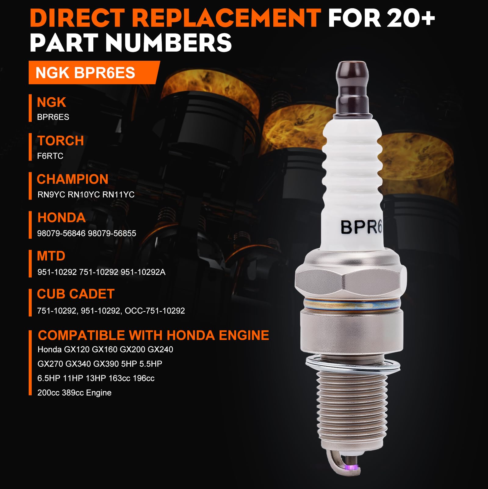 Amazon.com : HIPA BPR6ES Spark Plug for Torch F6RTC F6TC Honda