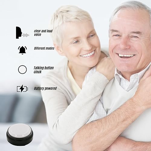 Miniatura 3 de Reloj despertador con botón parlante, simplemente pulsa el reloj parlante para personas mayores, niños y adultos jóvenes. Reloj de botón con día y