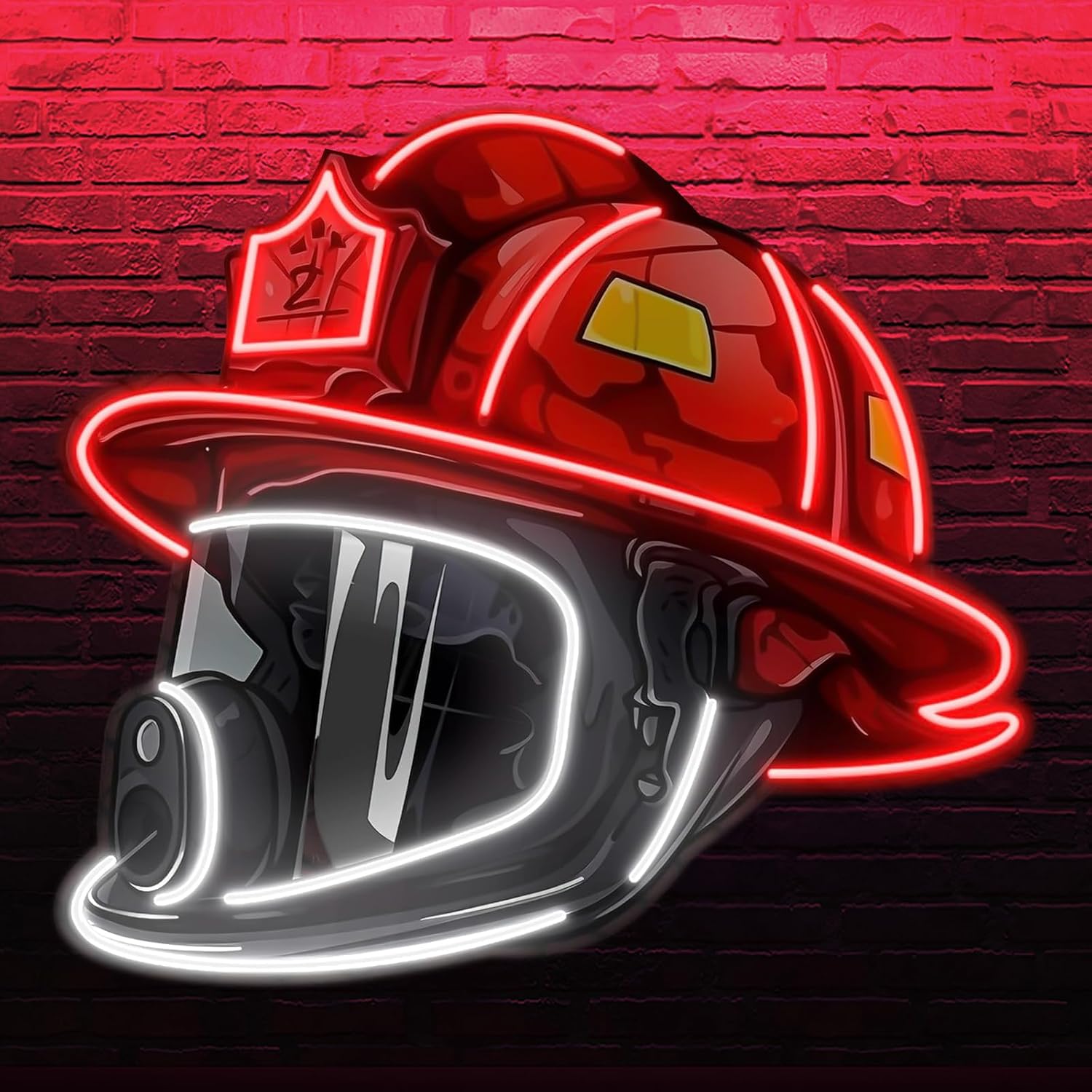 HICFRWE Firefighter Helmet Neon Sign - LED Firefighting Hero Decor, USB Powered Red Helmet Light for Fire Station, Home Bar, Man Cave, Durable Fireman Gift Wall Art