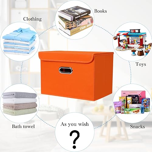 Vista 80 de STOREONE Contenedores de almacenamiento de tela, contenedor organizador plegable con tapas y asas de metal, para el hogar, dormitorio, armario, 3