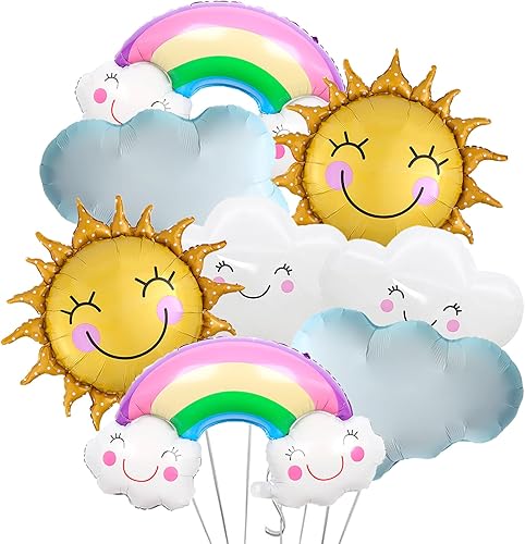 8 globos de aluminio de aluminio de nube blanca para decoración de cumpleaños, baby shower, decoración de fiesta de cumpleaños, baby shower, 8
