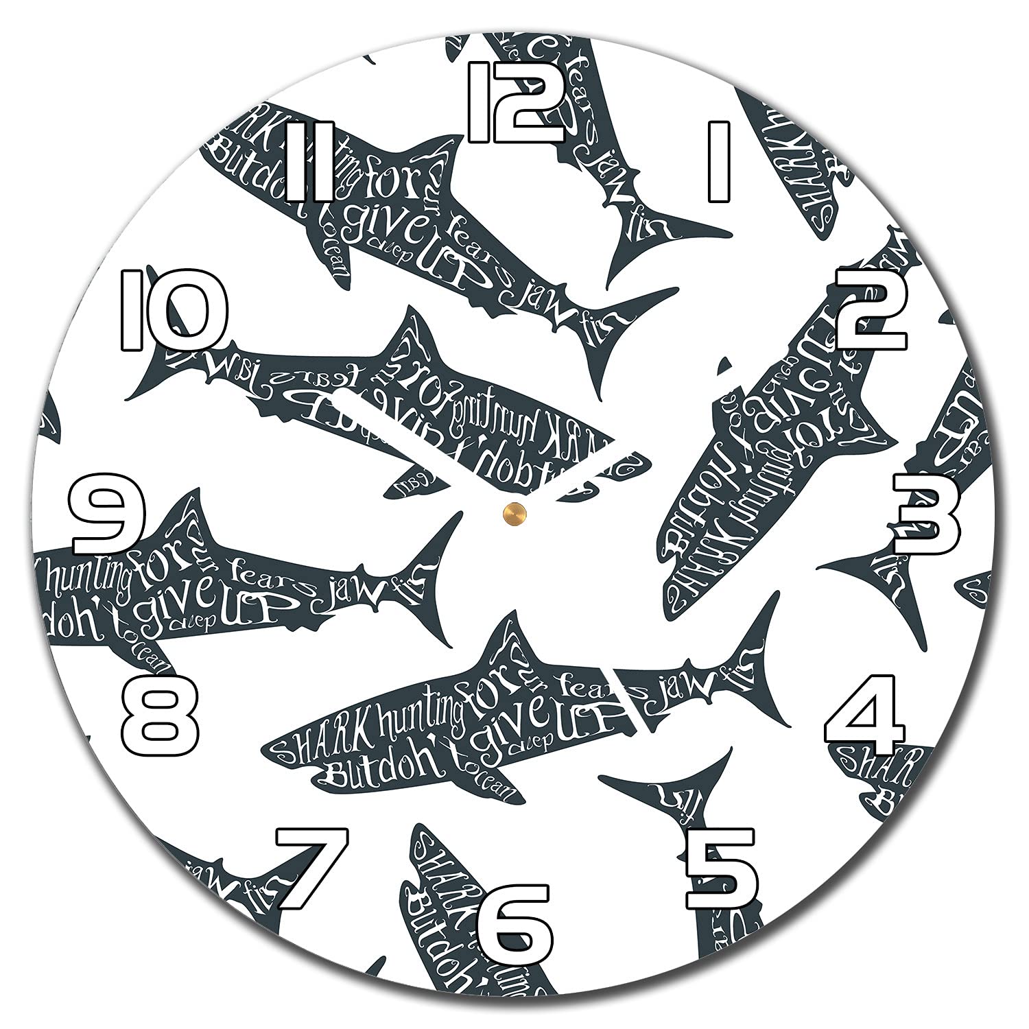 Horloge en verre moderne Sharks Poisson 30 cm pour sublimer le mur de votre salon ou cuisine
