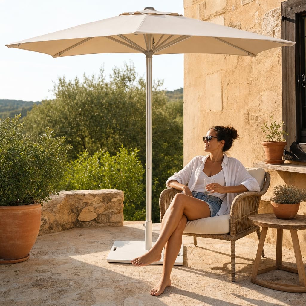 Parasol de Jardín, Sombrilla Cuadrada de Terraza con Protección UV50+ Estilo Minimalista, 2.5x2.5 m Beige