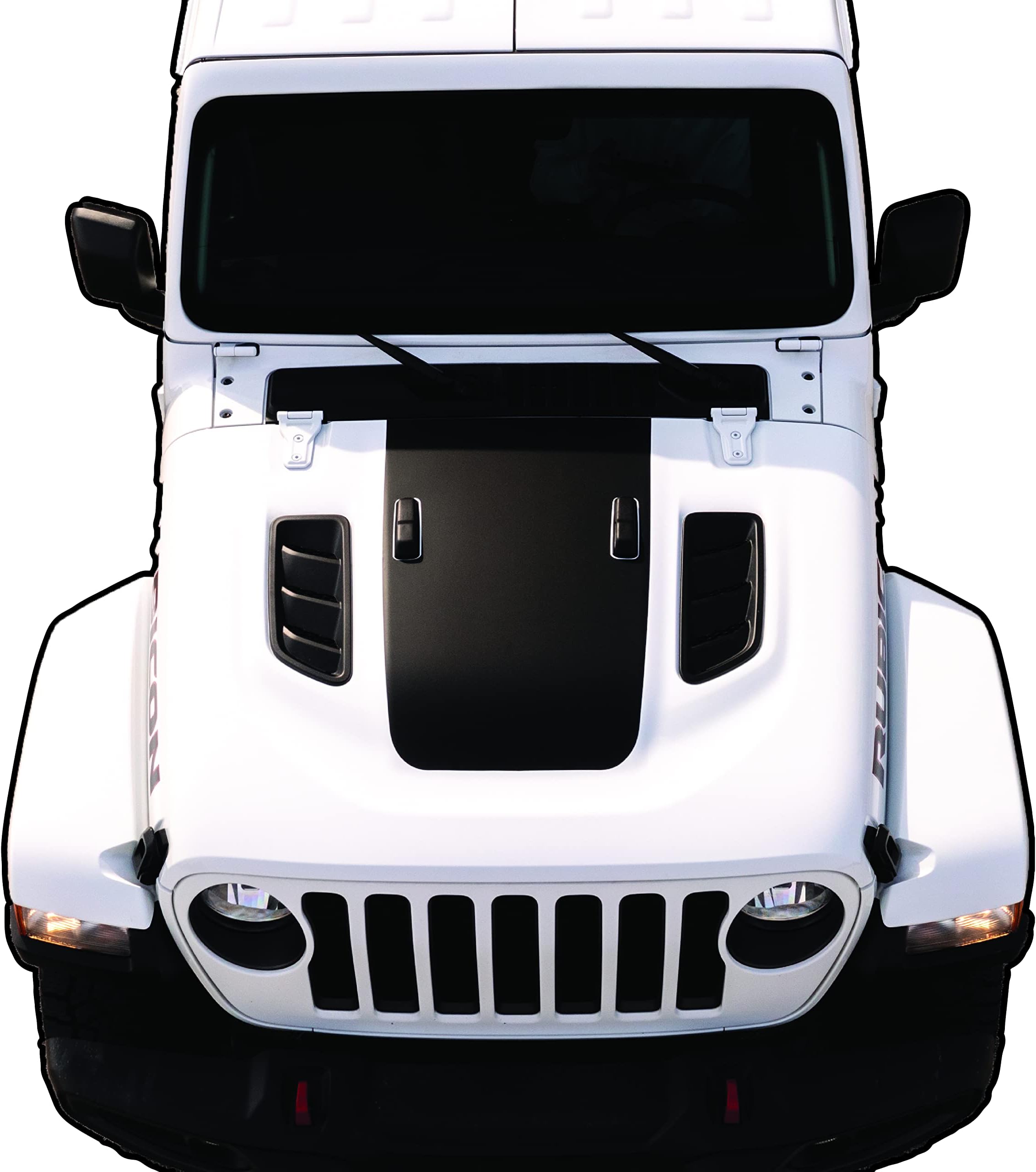 Adventure Life Decals Hood Graphic for Wrangler JL and Gladiator JT Rubicon Models (with Cutouts for Windshield Bumpers) Matte Black