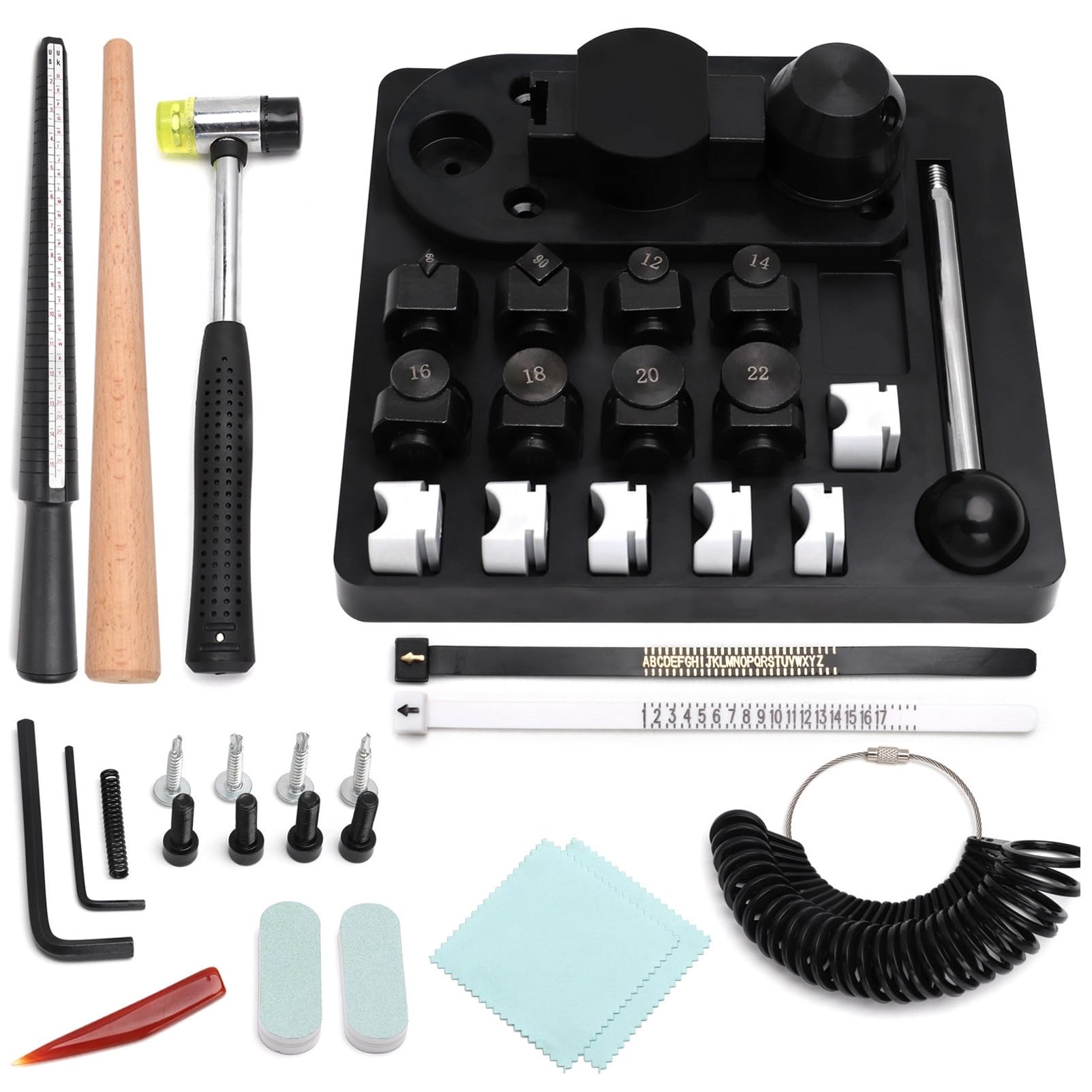 Strumento per piegare gli anelli per la creazione di gioielli, set con fustelle in nylon, stampi resistenti per anelli a cucchiaio, strumenti in metallo resistente, elementi essenziali per il fai da