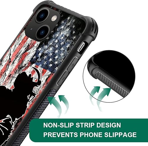 Miniatura 4 de DJSOK Funda para iPhone 14, diseño de patrón de lujo, a prueba de golpes, funda resistente para hombre y mujer, bandera de fútbol americano