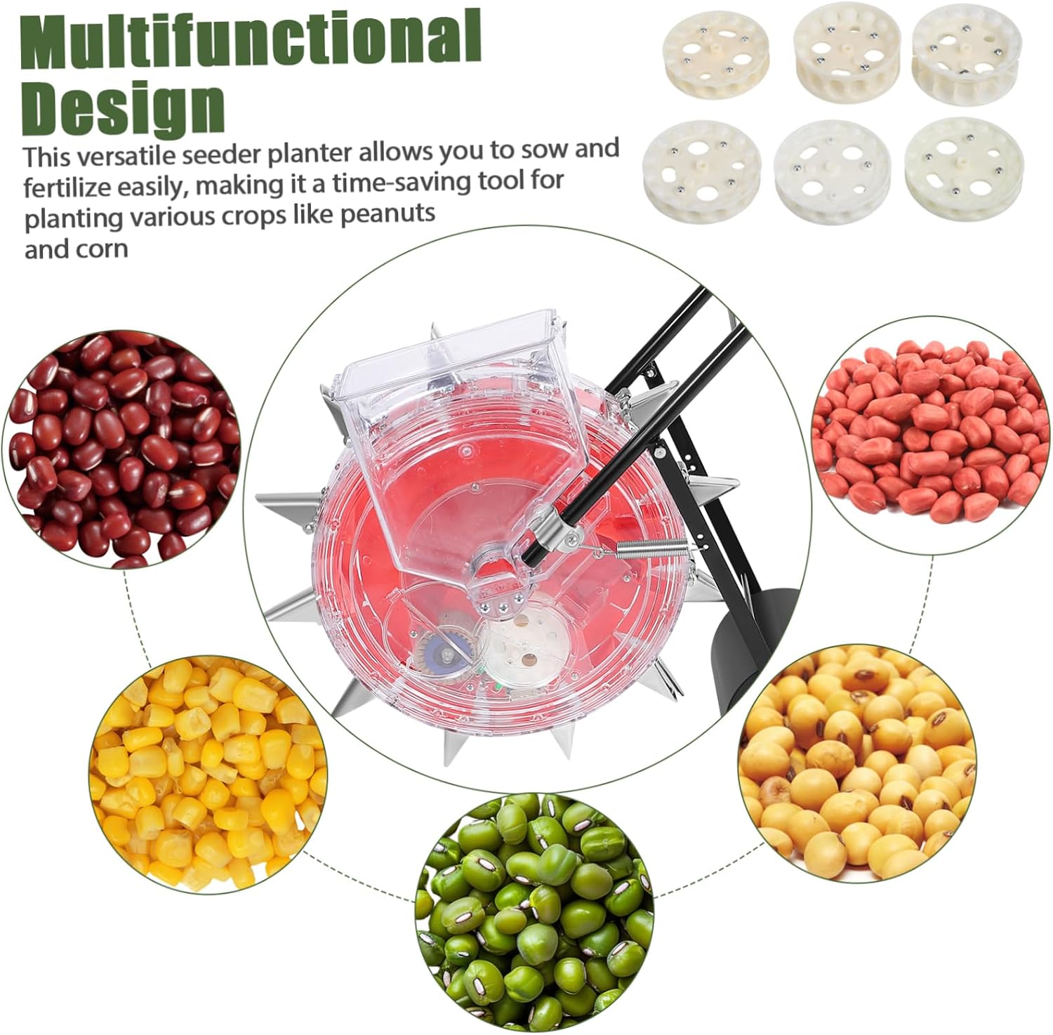 ibasenice Hand-Push Planter Precision Roller Multi-Functional Manual Garden Tool for Sowing and Fertilizing for Efficient Farming of Soybeans and Corn