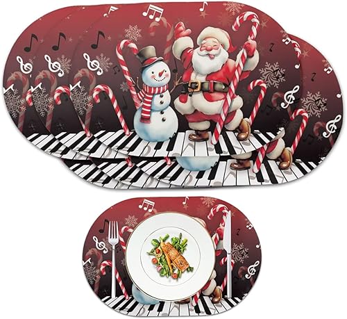 Miniatura 84 de Juego de 6 manteles individuales lavables para mesa de comedor, resistentes al calor, mesa de cocina, decoración del hogar, lavable, ovalada, de