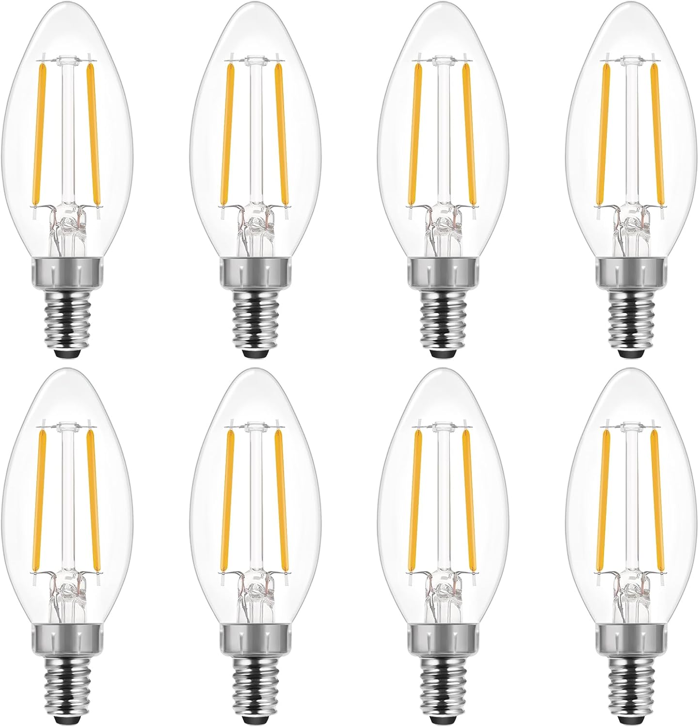 Energetic LED B10 E12 Candelabra Light Bulbs 60 Watt Equivalent, Dimmable LED Chandelier Light Bulbs, Soft White 2700K, 500 Lumen, 5W CRI 80+, UL Listed-Pack of 8