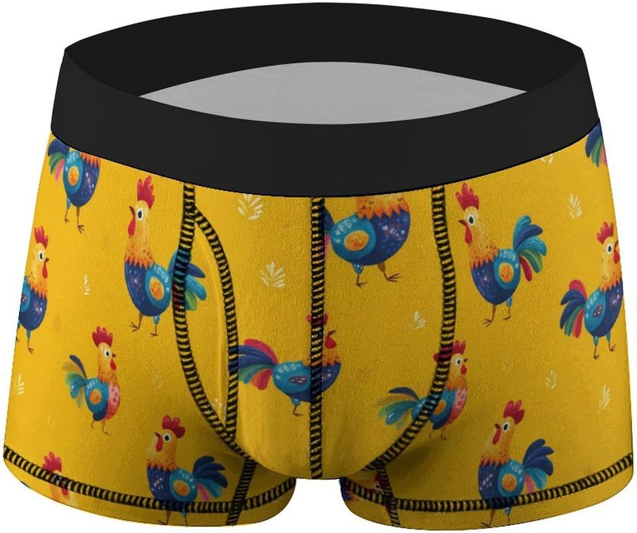 Cute Roosters Pattern Novelty Men's Boxer Briefs Soft Breathable Underpants Trunks Stretch Underwear