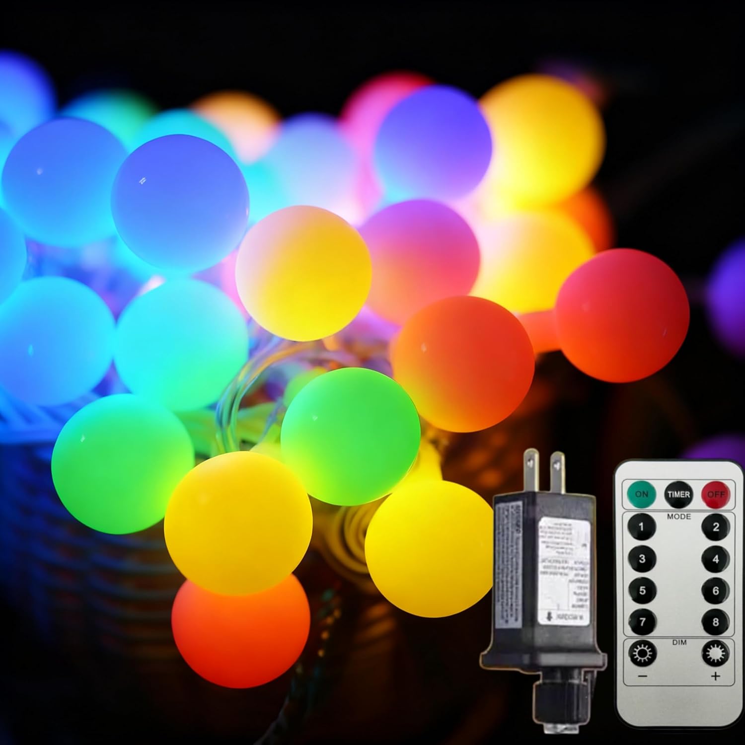100LED Connectable String Lights Indoor Outdoor for Bedroom, 33ft Multicolor Fairy Lights with Remote & Timer, Plug in 8 Modes Waterproof Globe Hanging Twinkle Light for Room Classroom Wedding Decor image 4