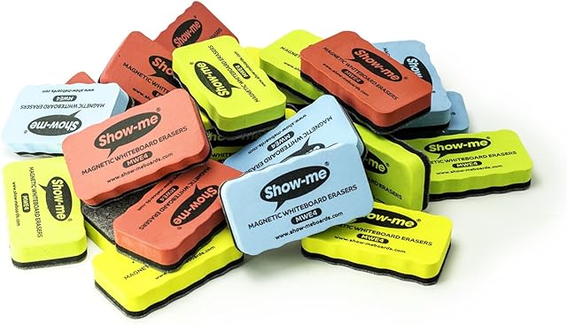 Show Me Magnetic Whiteboard Erasers 24-Pieces, Assorted Colour