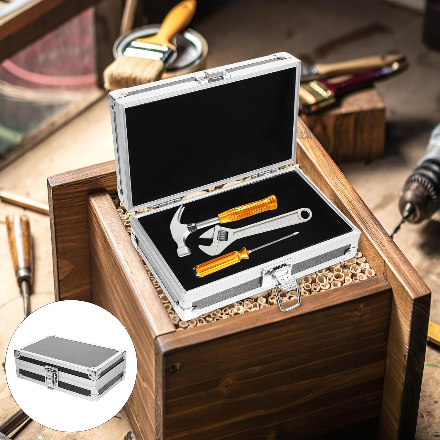 ERINGOGO Multi-Functional Aluminum Alloy Toolbox 4.3In Portable Small Tool Storage Case with Lock Lightweight Durable Organizer for Electronics Instruments Travel - Image 8