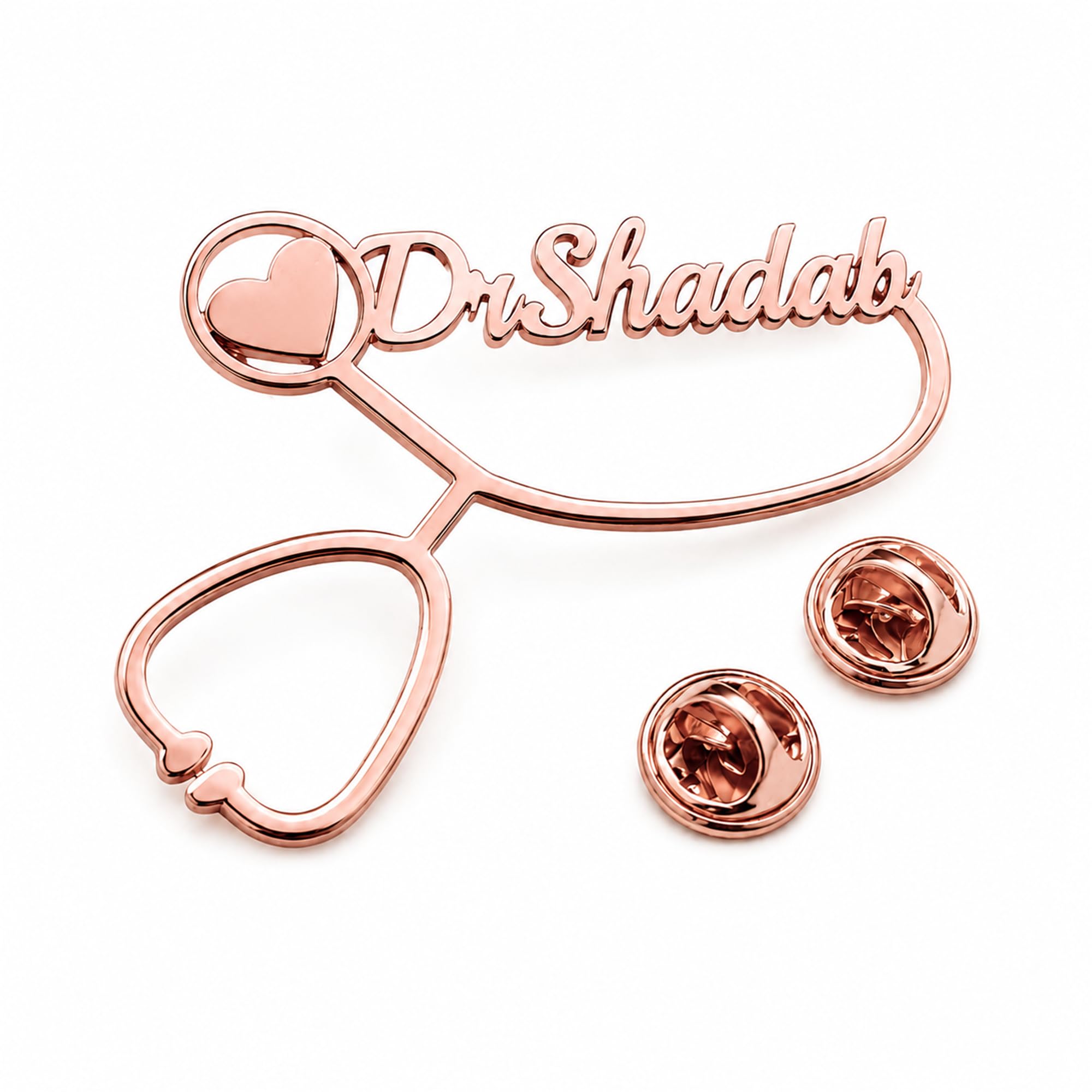 Custom Doctor Name Brooch Pin | Personalized Stethoscope Lapel Pin | Gold Name Badge | Medical | Clinic | Hospital | Business | Party | Fashion-image-30