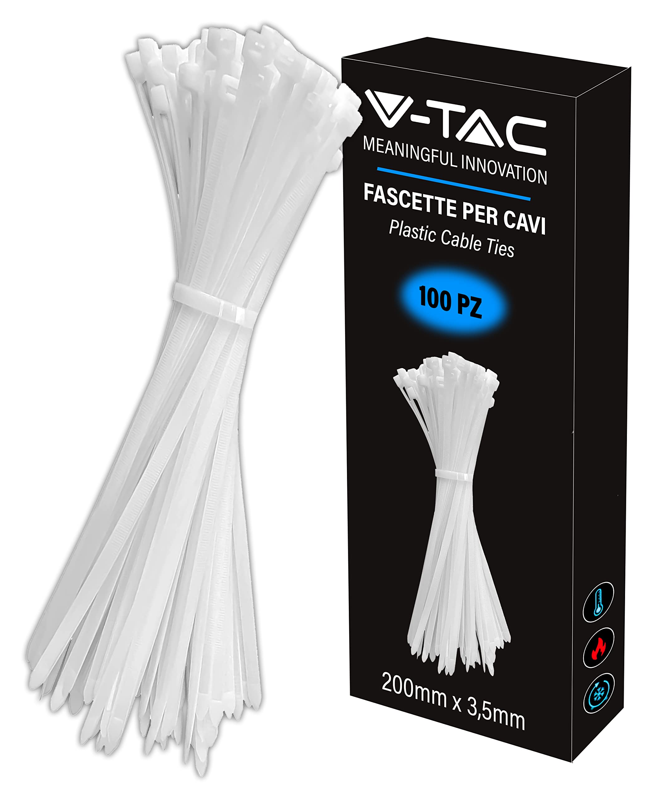 100 Pezzi Fascette Fermacavo Rettangolari Con Chiodo - Clip Per Cavi 10mm, Bianche - Fissaggio Cavi Tondi E Piatti