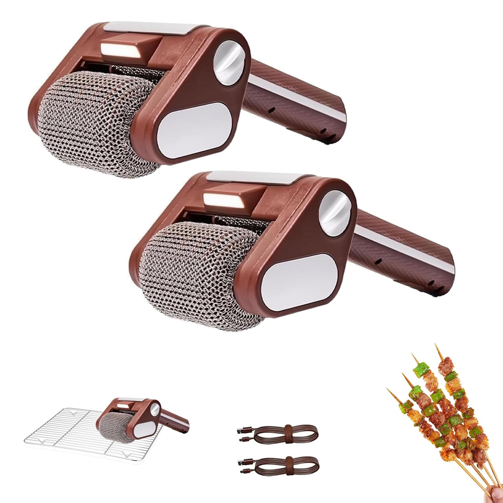 FBJAMZ High-Speed Electric Grill Cleaner,with Bristle-Free Rotating Brush,Stainless Steel Roller, Dishwasher Safe for Effortless Maintenance
