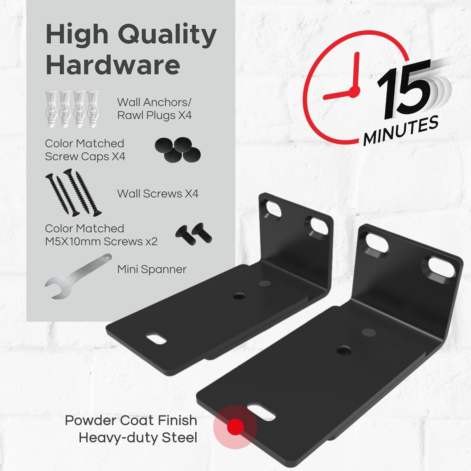 Sound Bass Soundbar Smart 300 500 550 600 700 900 Ultra Wall Mount Kit for Bose 300/500/550/600/700/900 Ultra, Smart Sound Bar, Soundtouch 300, TV Speaker, Adjustable Mounting Under TV Bracket, Black - Image 3