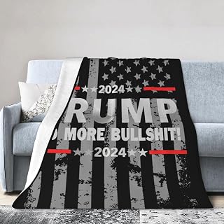 Rqwaaed Trump 2024 No More Bullshit Throw Blankets Cozy Warm Lightweight Flannel Blanket for Sofa Bed Men and Women