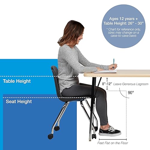 Miniatura 6 de Factory Direct Partners 10372-GN - Silla escolar móvil de 18 pulgadas con ruedas para niños, adolescentes y adultos asiento ergonómico para