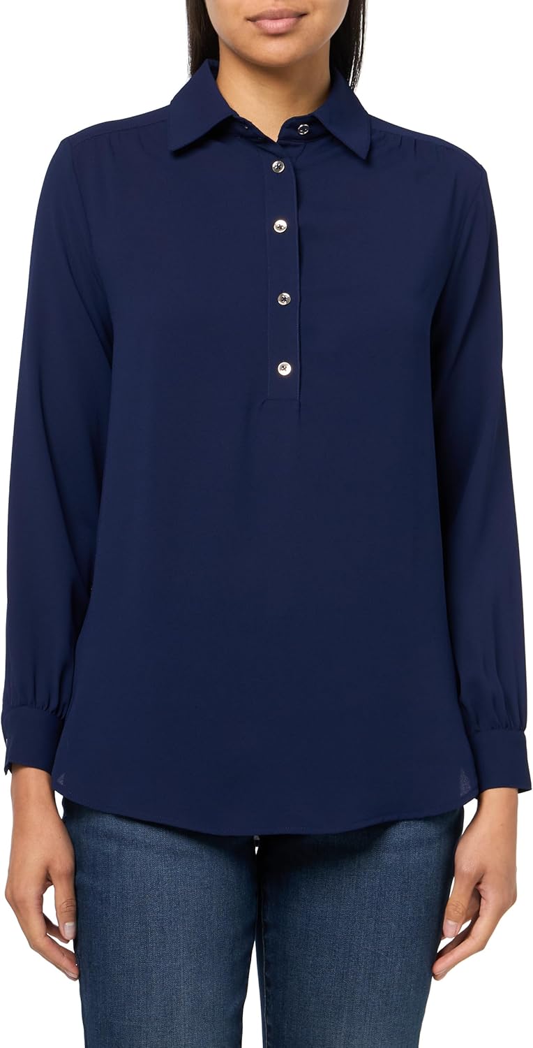 Jones New York Women's Ls Side Button Popover Tunic