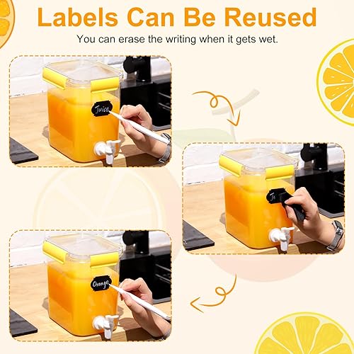 Miniatura 6 de Mumufy Juego de 3 dispensadores de bebidas de plástico para fiestas, dispensador de bebidas para refrigerador con espita recipiente de limonada de
