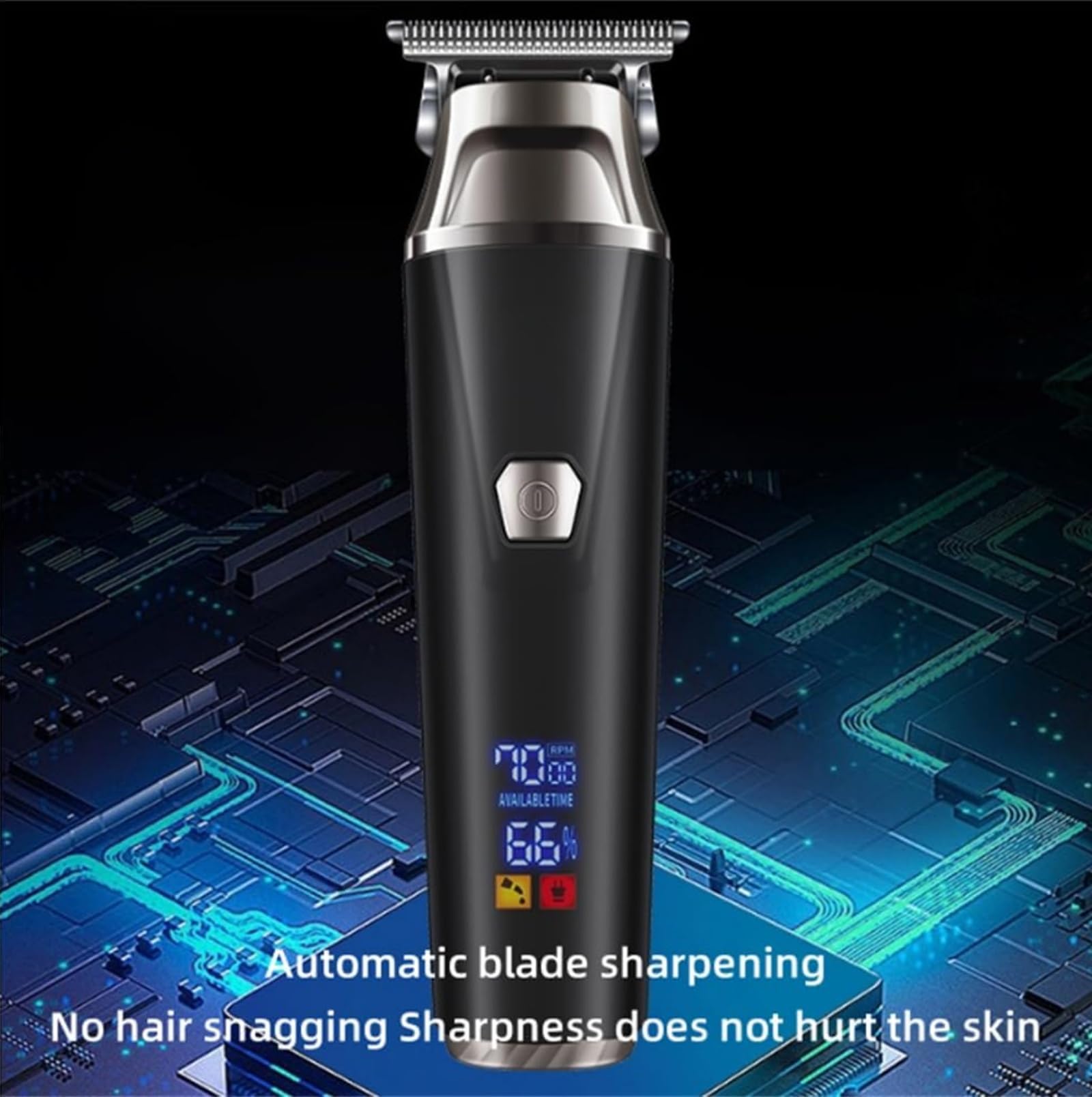 Haarschneidemaschine für Männer Professioneller kabelloser digitaler LCD-Haarschneider, Edelstahlklingen und automatisches Klingenschärfen, Haarschneidemaschine für Männer