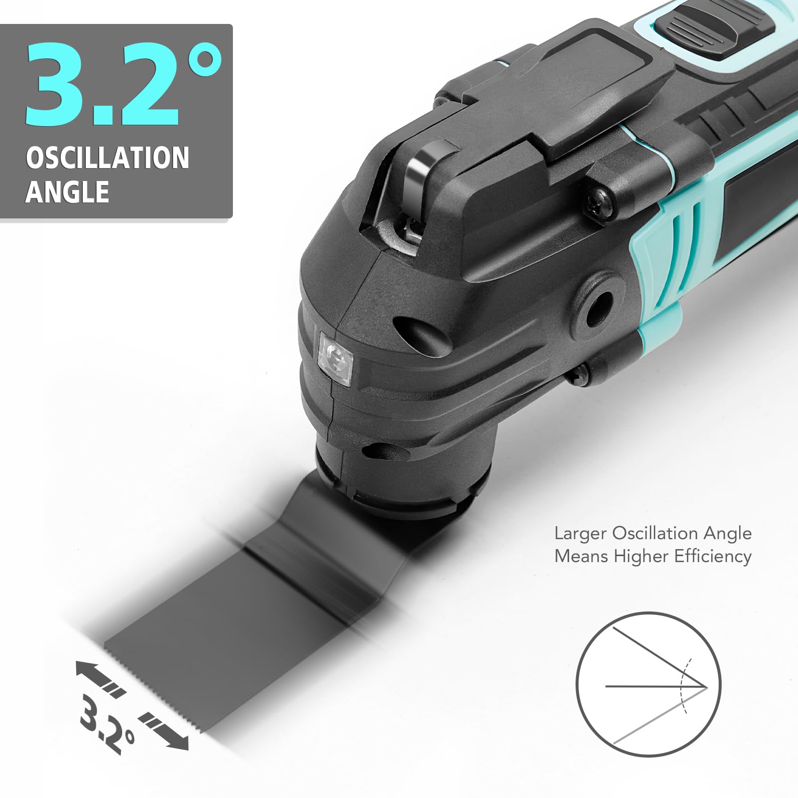 XSSIVE Multiherramienta oscilante de 2.5 amperios, 6 velocidades variables y ángulo de oscilación de 3.2°, cambio de hoja sin herramientas, kit de accesorios de 17 piezas para lijar, cortar, raspar