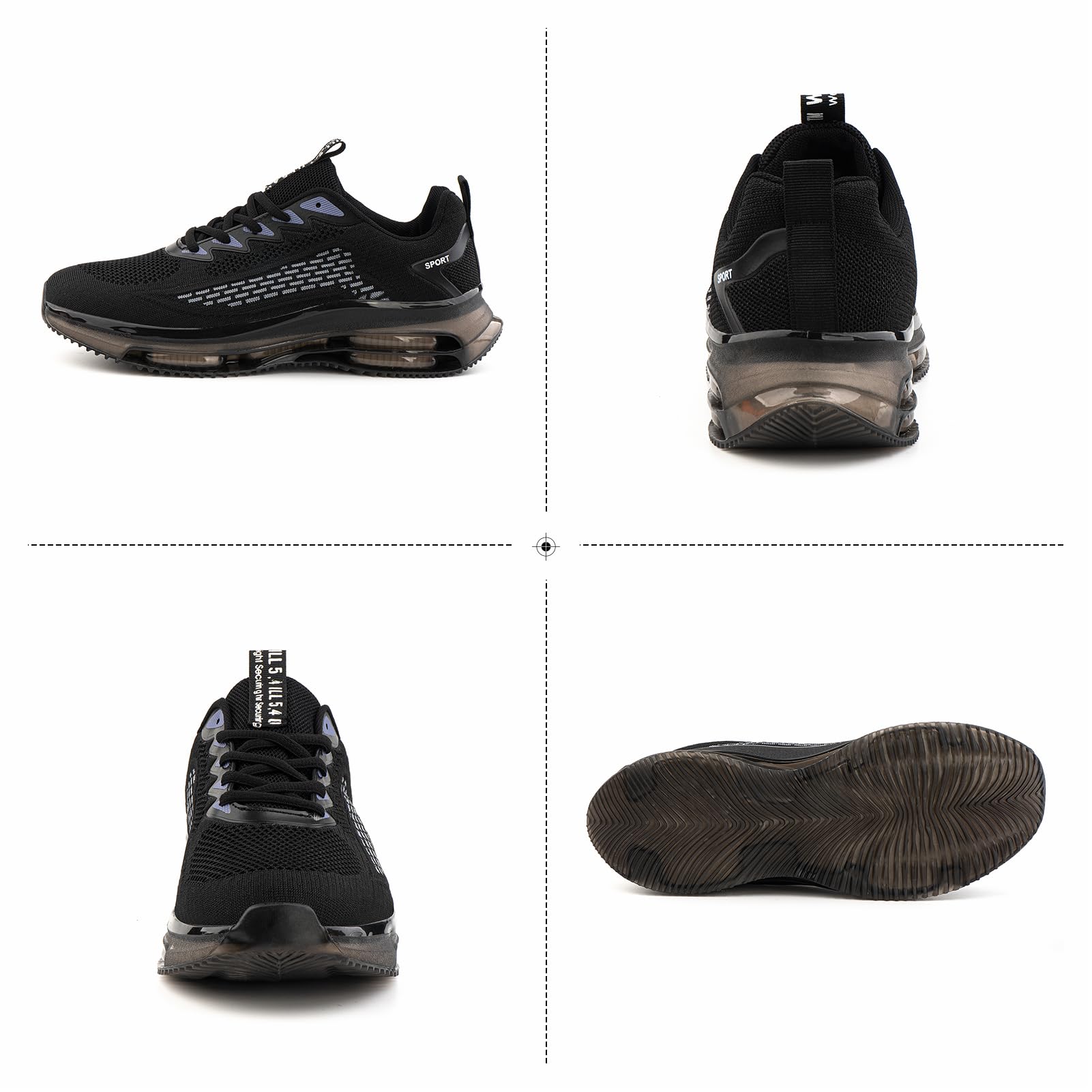 Scarpe Running Uomo Scarpe Sportive Corsa Ginnastica Palestra Sneakers Cuscino d'Aria Traspirante Mesh Antiscivolo Nero Blu Nero e Rosso 39-48