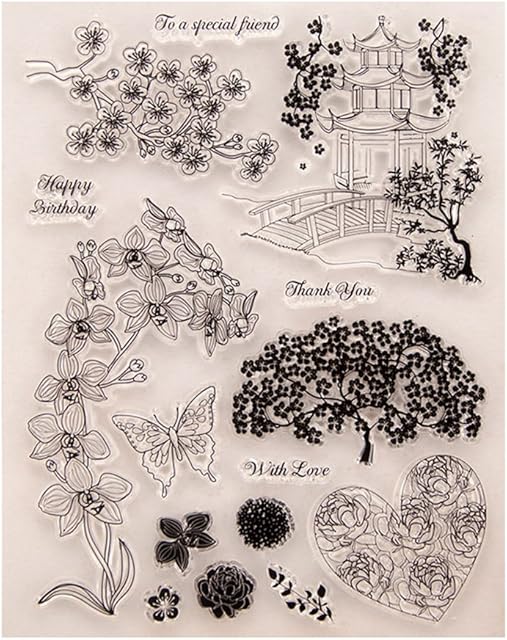 KOFUN DIY Scrapbooking Transparent Stamps Silicone Rubber Clear Sheet DIY Card Gift Crafts Flower