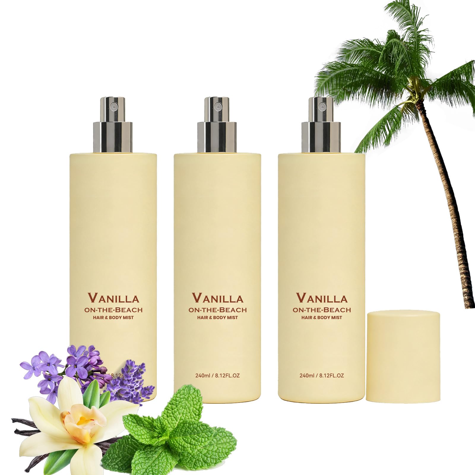 Vanilla Coconut Hair & Body Mist, Coconut Milk Beach Day Hair & Body Mist, Vanilla Spray profumato per donne e uomini, estratti botanici naturali, spray profumato a lunga durata, aggiornamento (3