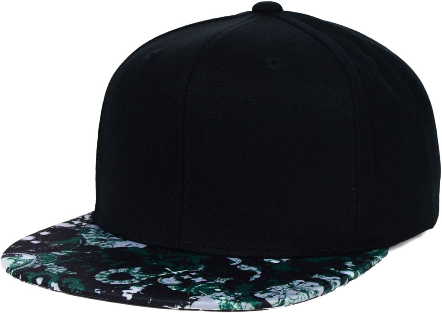 Lids Mens Printed Visor Snapback Adjustable Blank Baseball Hat Cap (One Size, Green Floral)