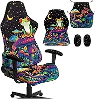 Vista 1 de Mushroom Gaming Chair Slipcover with Zipper Vibrant Computer Chair Covers Strtchable Boho-Chic Ergonomic Gamer Chairs Protector for Adults