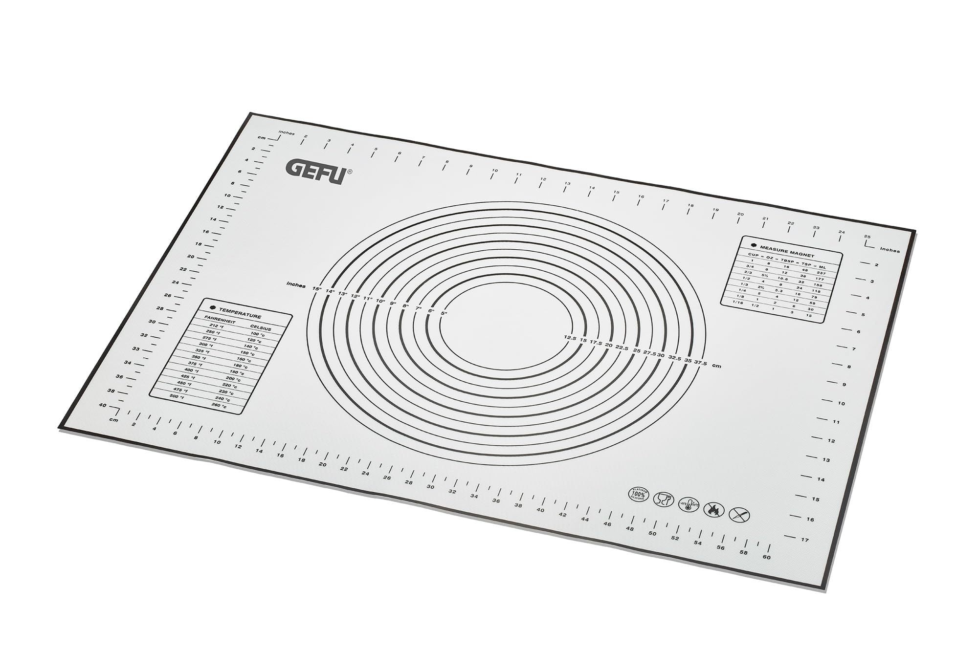 GEFU 2er Set Nudelholz REGO & Silikon Backmatte PAD - Edelstahl Teigroller | Einstellbare Dicke 0-10 mm, Antihaft-Silikonunterlage mit Skala, ideal für Pizza, Pasta und Kuchen, spülmaschinengeeignet