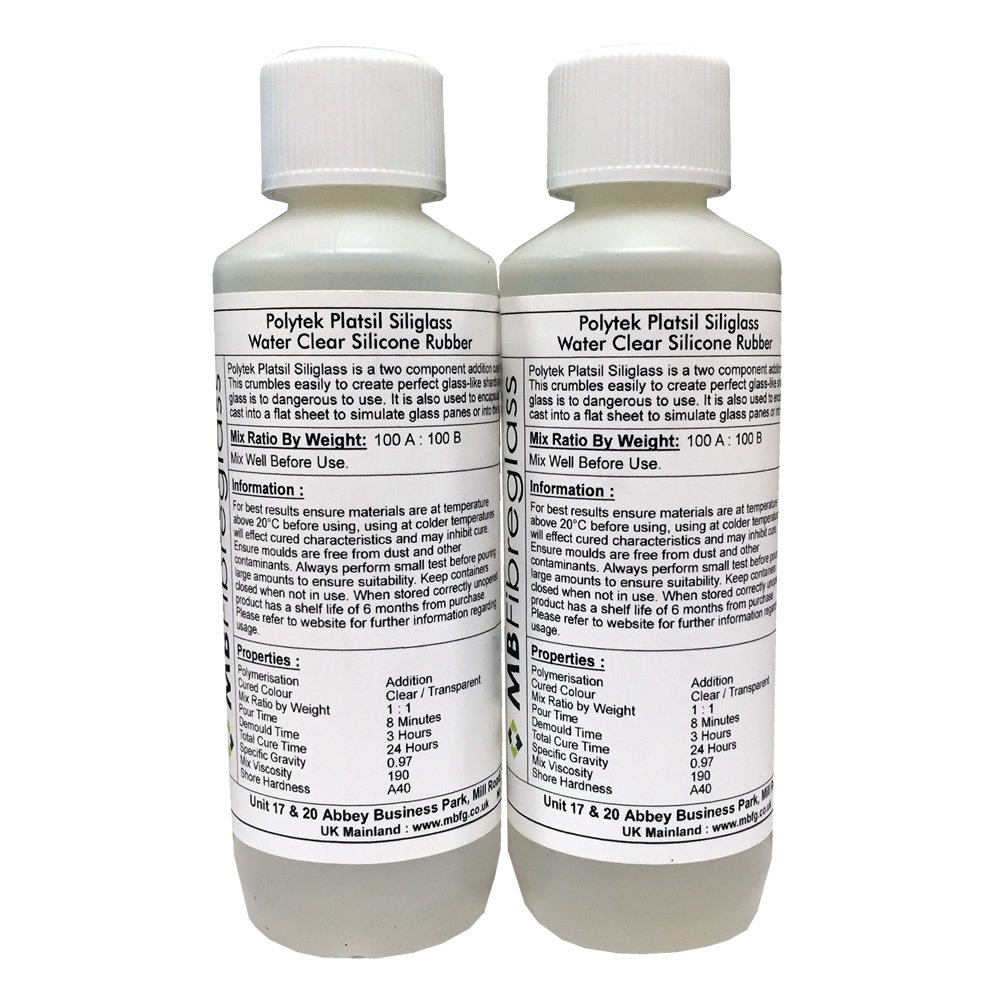 Polycraft ( Mb Fibreglass ) Clear Polycraft Platsil Siliglass Rubber/Prop Rubber/Fake Glass 500G Kit