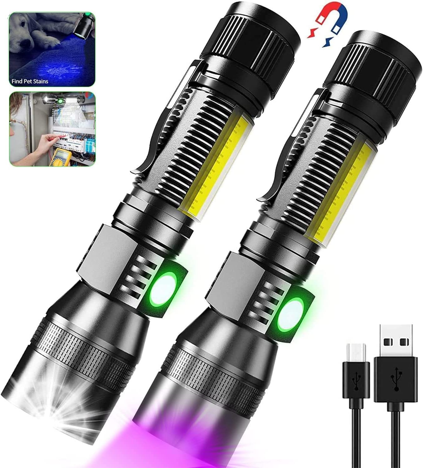 Torches, Rechargeable USB Torches 2 Pack