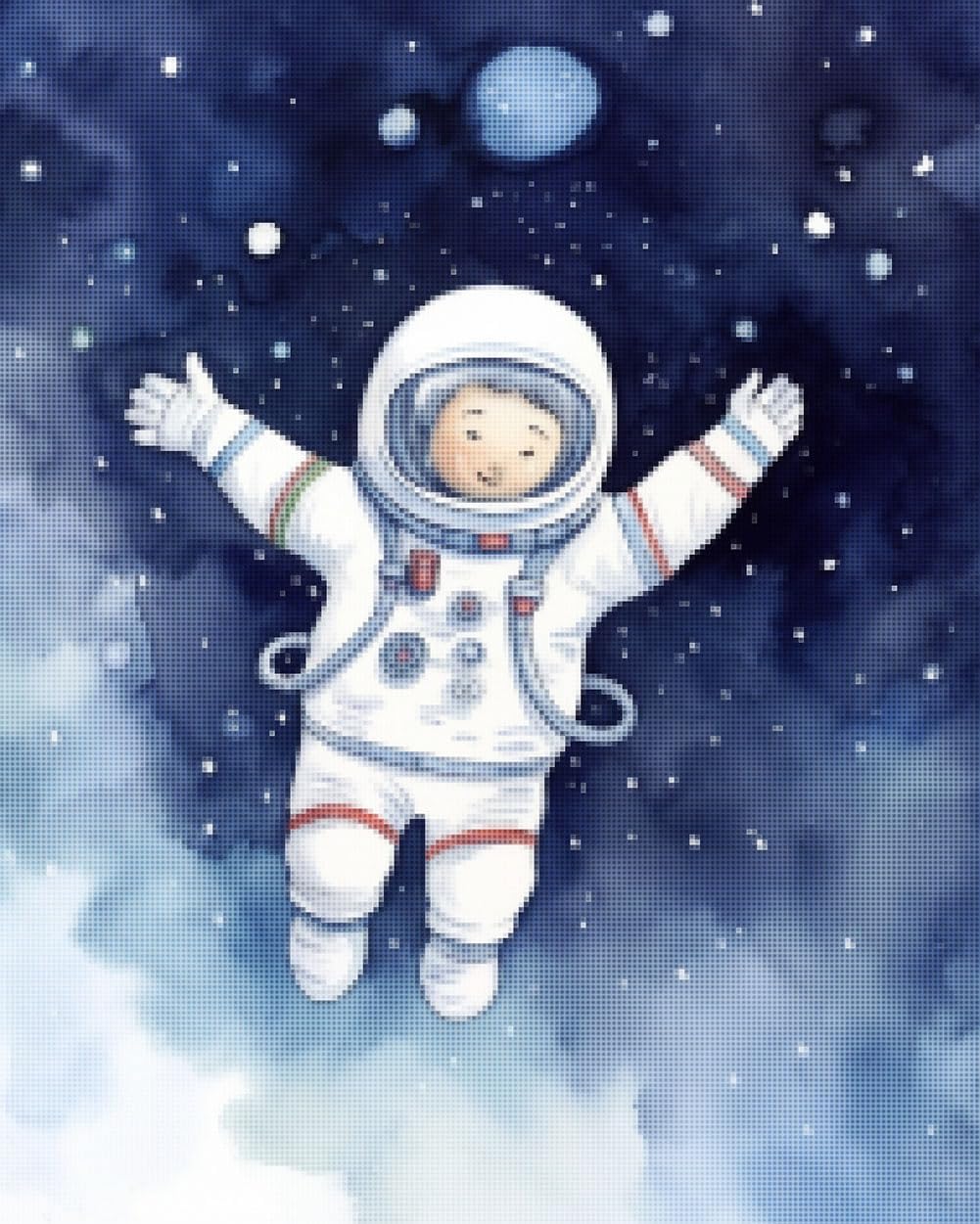 CISDKK Stamped Cross Stitch Kits,Counted Cross Stitch Patterns,Outer Space,Digital Download,Space Nursery,Printable,Space,Space Wall Decor,Kids,11CT,13.39 * 17.33 inch