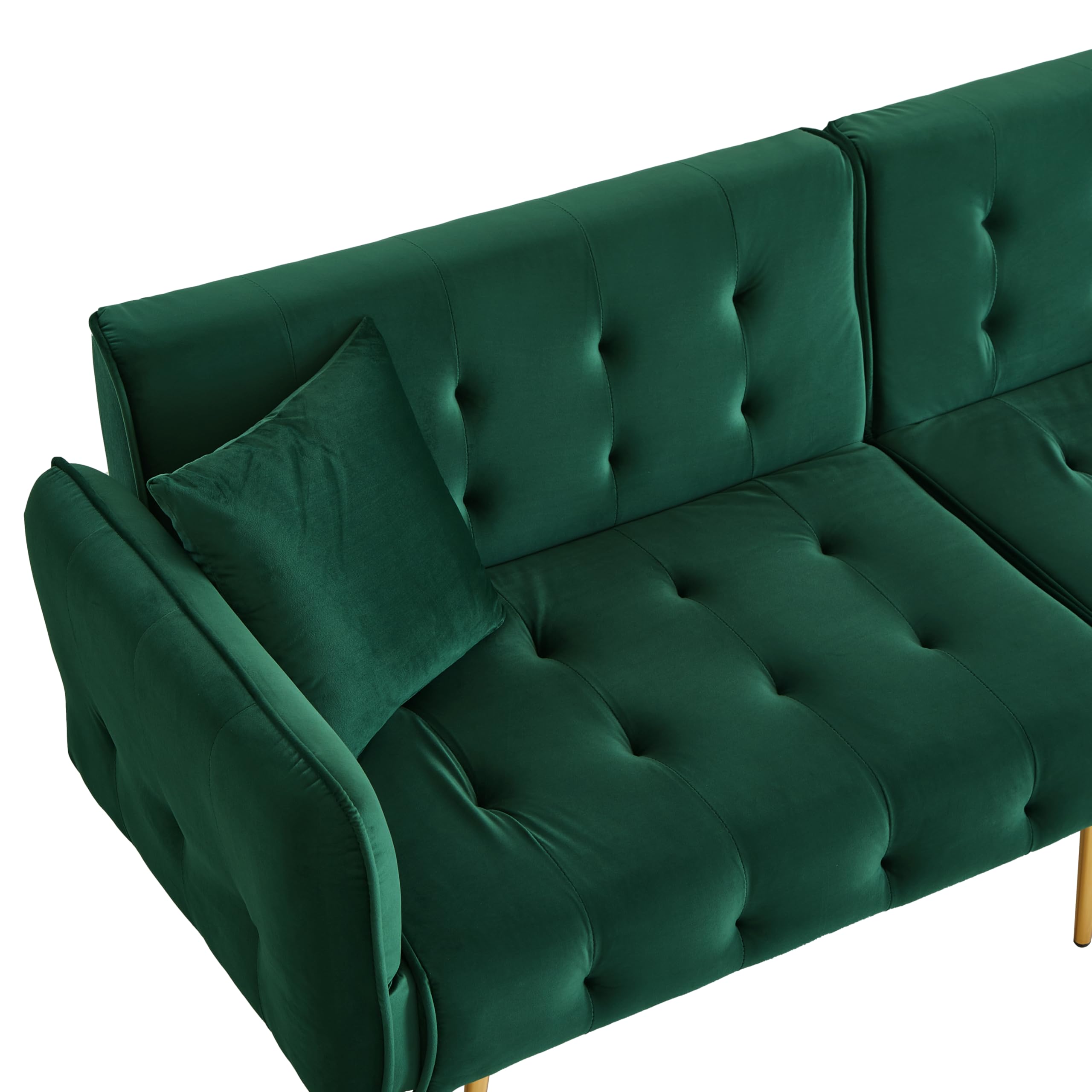 Lexiou Divano, divano a due posti multifunzione con funzione letto, schienale regolabile + braccioli a più cifre, moderno divano pieghevole per soggiorno, rivestimento in velluto (verde)