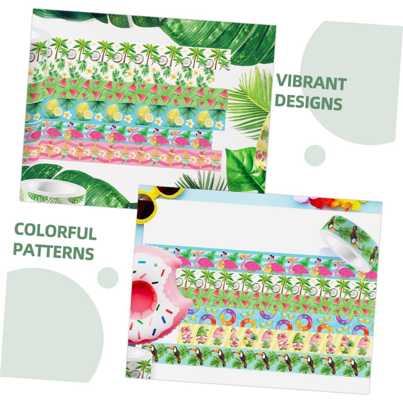 Operitacx 60rollos Cinta Washi Adhesiva Decorativa Para Scrapbooking y Manualidades Cinta De Decoración Para Diarios y Proyectos Diseño De Flamencos Verde