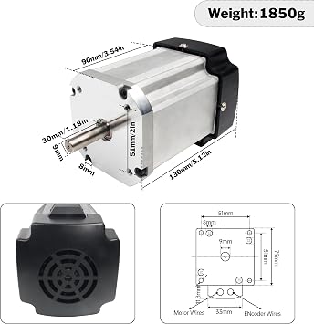 RATTMMOTOR Lathe Brushless Motor 750 W 220 V DC Lathe Motor 4000 RPM Emergency Stop Button Forward/Reverse & Speed Display Pack of 6 Kit Compatible with CD/WM-210V Mini Lathe