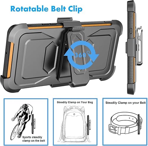 Miniatura 4 de Funda para LG K51, funda para teléfono LG K51, con protector de pantalla para LG K51, funda de clip para cinturón, funda híbrida de absorción de