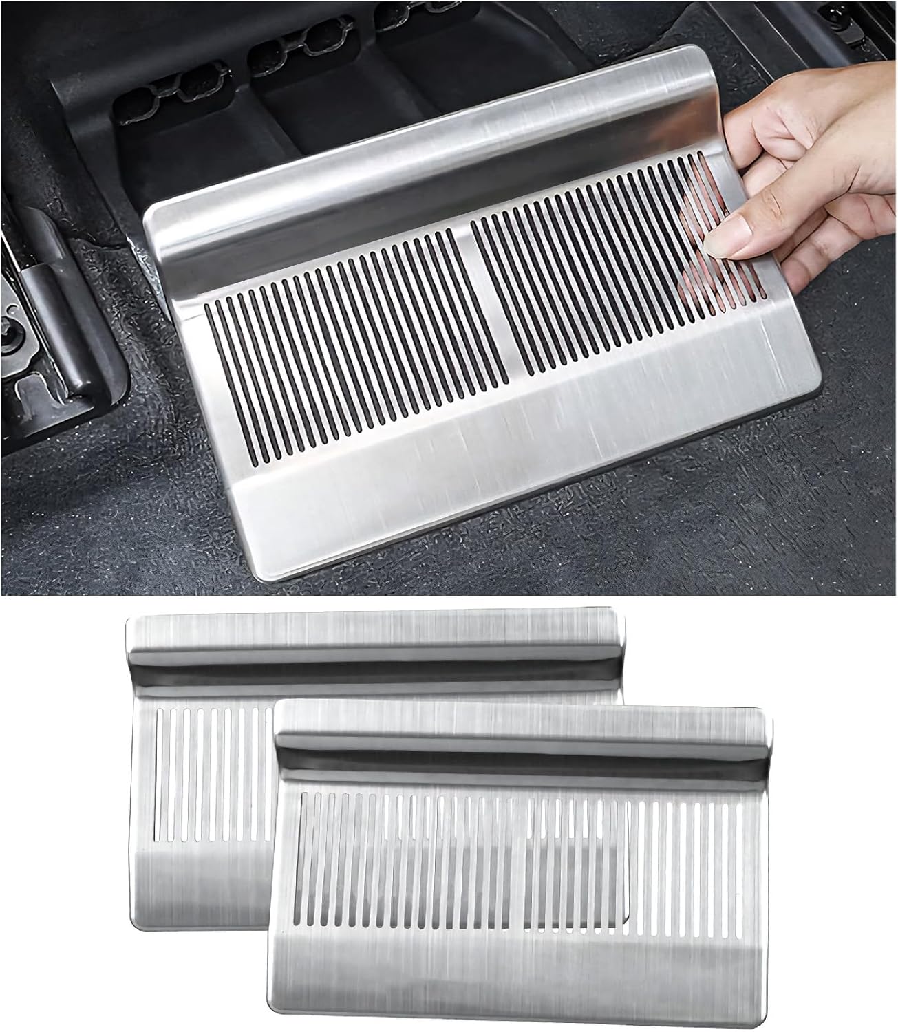 Under Seat Vent Cover for Mercedes Benz GLE W167 350 400d 450, GLE Coupe C167 53 63 AMG, GLS X167 450 580, Front Seat Air Vent Grilles Stainless Steel Material Accessories 2 PCS (Silver)
