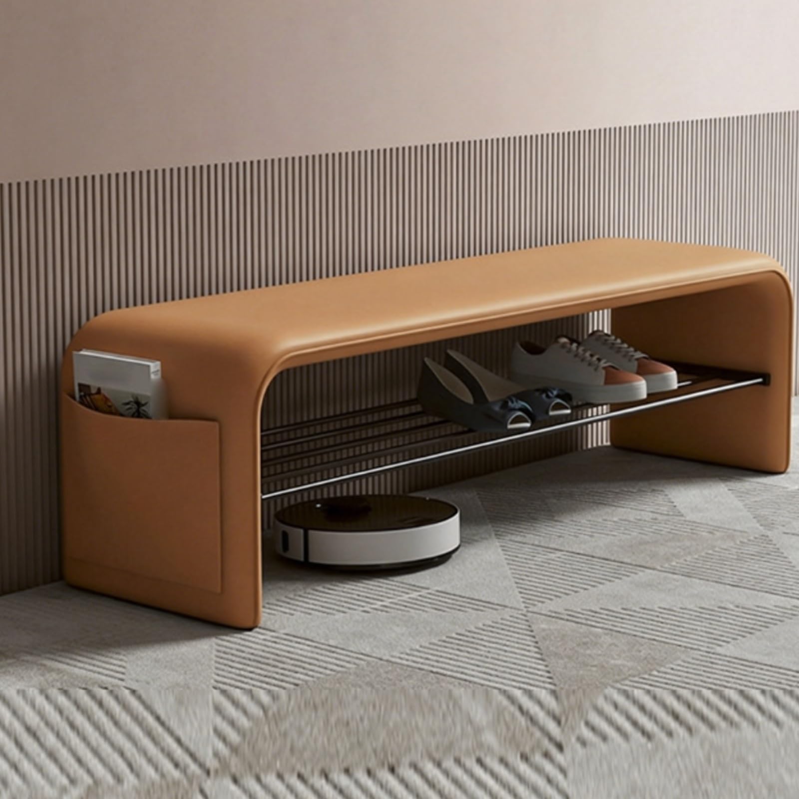 Banc au Pied du Lit en Cuir 90cm | Meuble d'Entrée Pratique