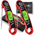 AWLKIM Digital Meat Thermometer 2 Pack Instant Read for BBQ | Waterproof IP67 Backlit Digital Food Probe, 2-3 Sec Instant Read for Grill BBQ Oven Candy Baking - 2 Pack Red